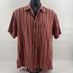 Anokhi Short Sleeve Button Up Lightweight Shirt Striped Hand Made Mens India M